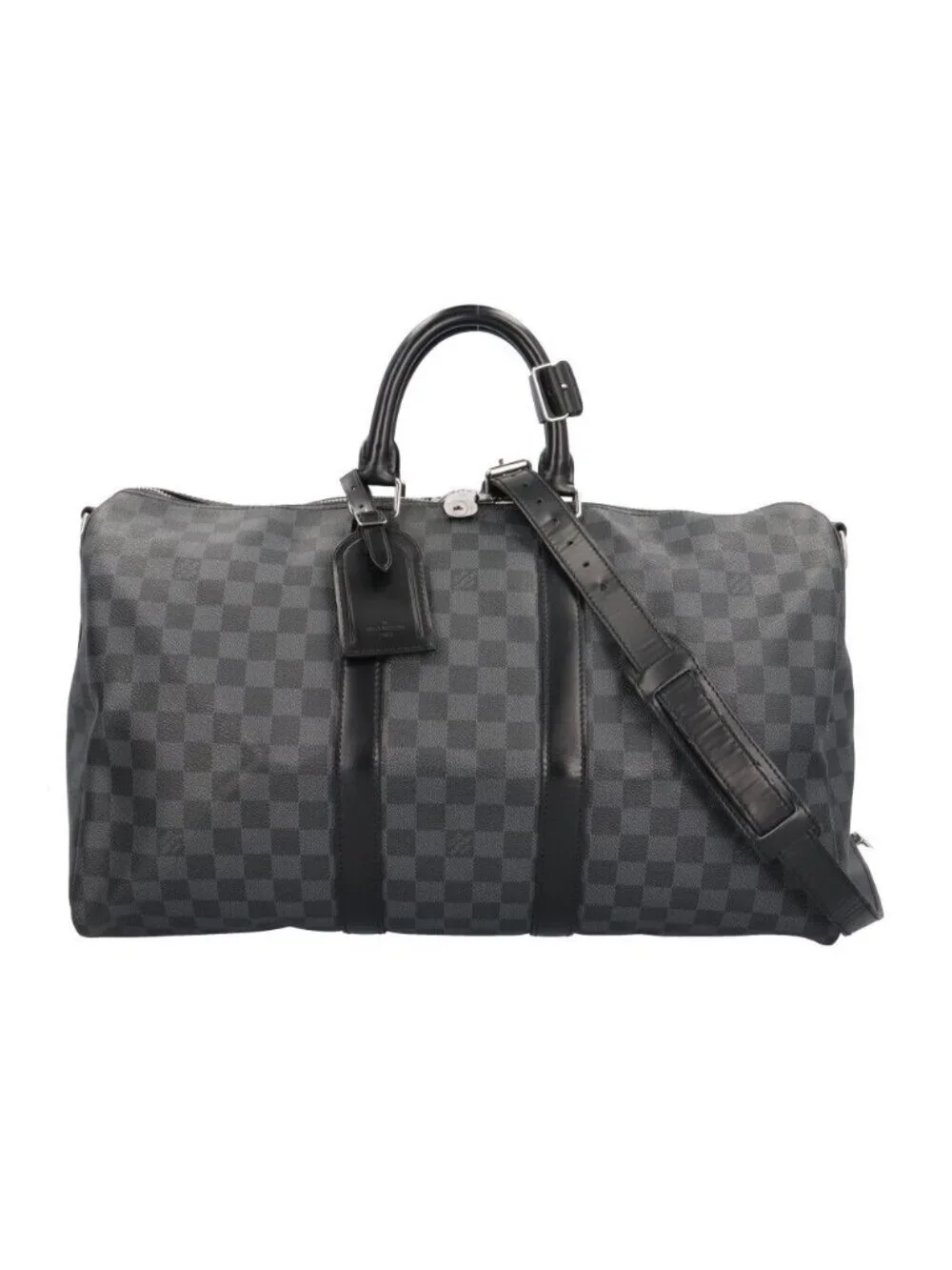 Louis Vuitton Keepall Bandouliere 45 Damier Graphite Boston Bag Canvas Black